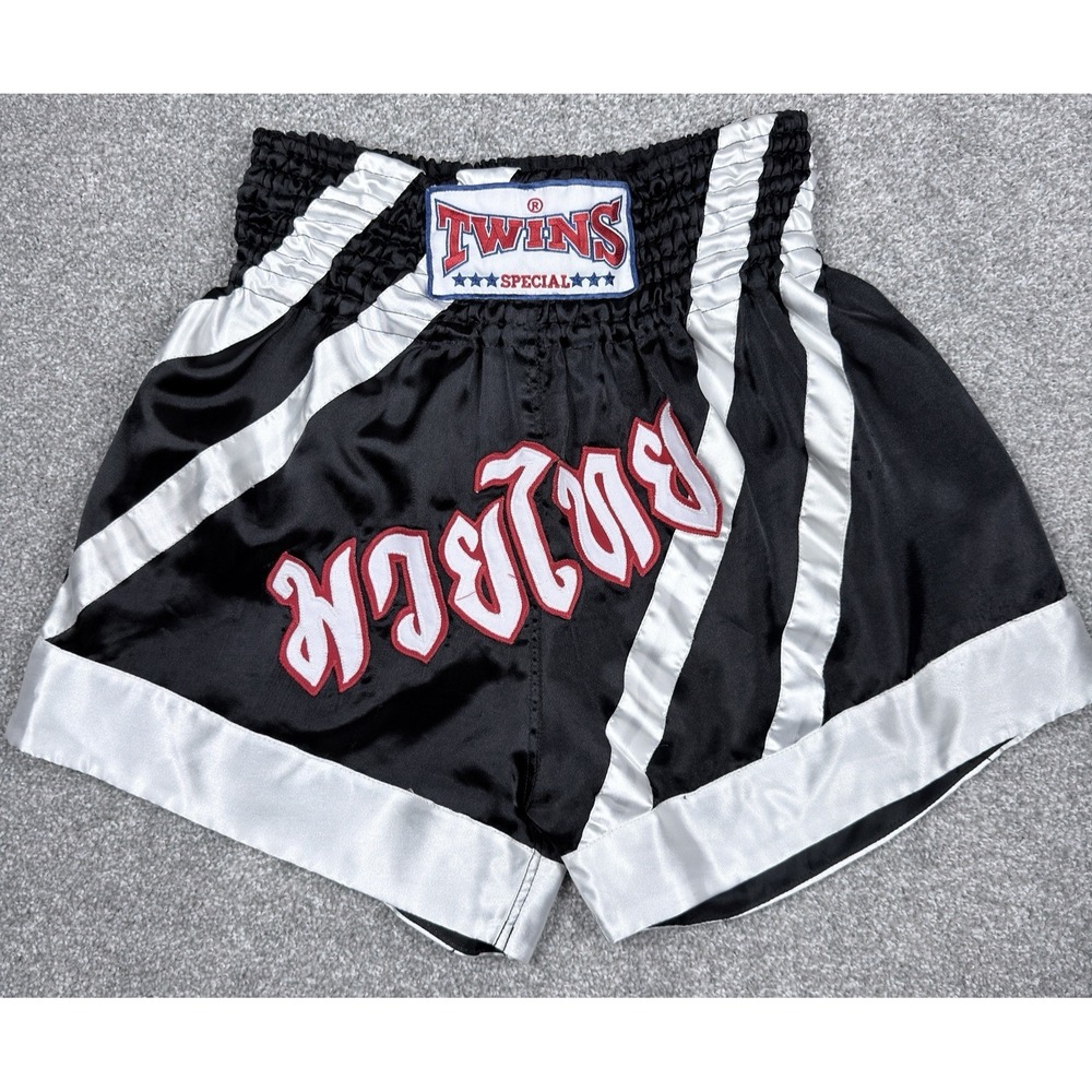 Twins Special Muay Thai Kickboxing Shorts XXL Black Satin Thailand